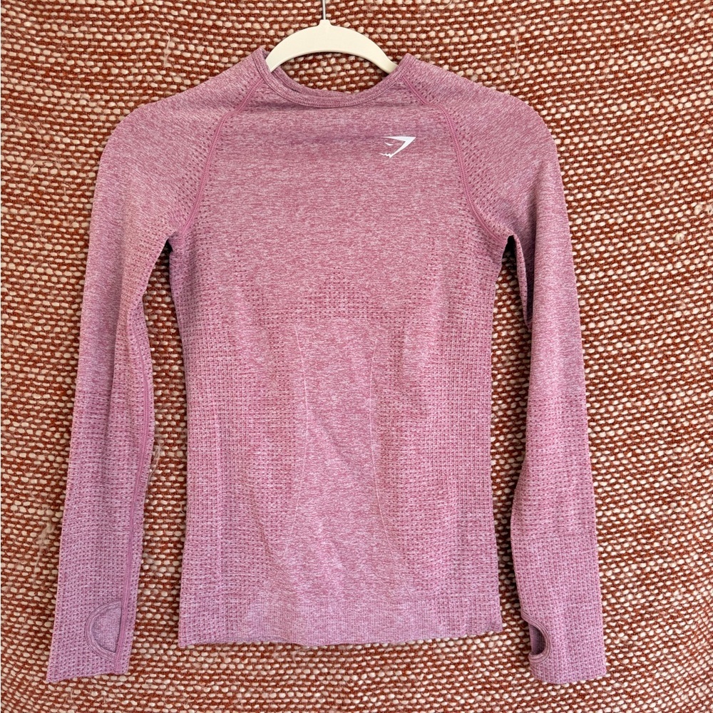 Gymshark Vital Seamless Purple Full Length Long Sleeve, Size Medium